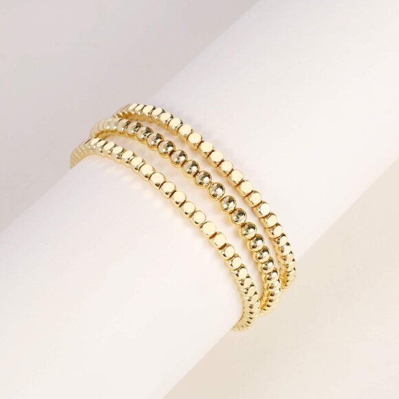 Elegant 14K Gold Plated Stretch Bracelets - Perfect for Any Special Occasion - Picture 3 of 6